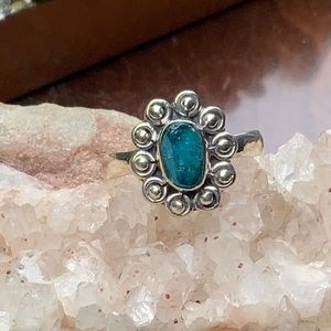 NEON BLUE APATITE 925 STERLING SILVER RING, SIZE 7.5